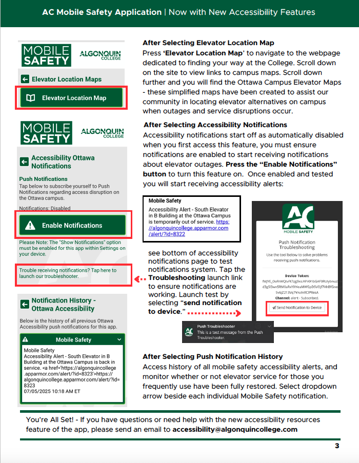 Page 3 of the guide to Download and enable the mobile safety application with accessibility features